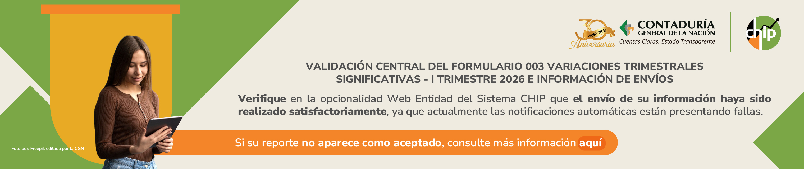  Verificación del estado de envío de información en el Web Entidad del Sistema CHIP